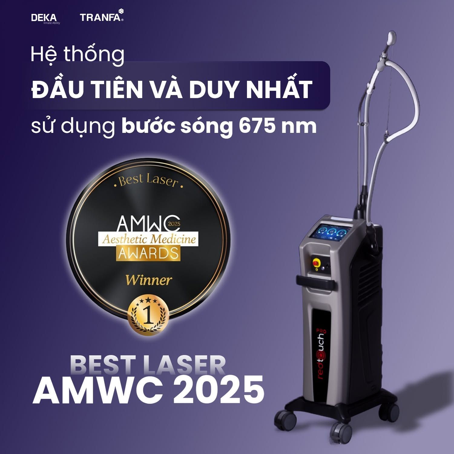 Redtouch Pro Là Gì? Tìm Hiểu Công Nghệ Trẻ Hóa Da Được Ưa Chuộng Tại Châu Âu 2 RedTouch đạt giải Best Laser tại AMWC 2025